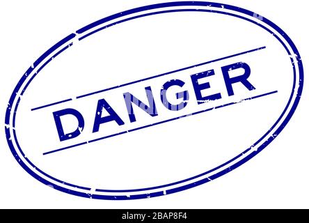 Grunge blau Gefahrenwort ovaler Gummi-Siegelstempel auf weißem Hintergrund Stock Vektor