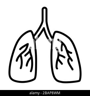 Symbol der menschlichen Lunge mit modernem Vektor mit flacher Linie Stockfoto