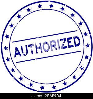 Mit blauem, autorisiertem Wort, Rundum-Gummisiegelstempel auf weißem Hintergrund Stock Vektor