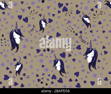 Unicorn Regenbogen nahtlose Muster Stock Vektor