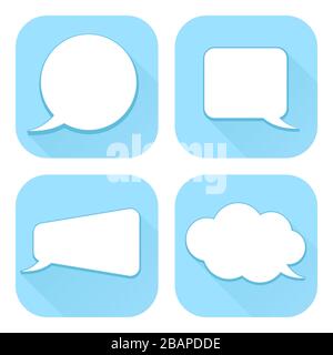 Sprechblasen. Blaue Websymbole mit leeren Schildern Stock Vektor
