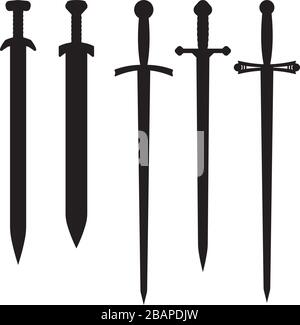 Swords. Set of black icons Stock Vektor
