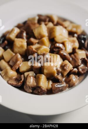 Steinpilze Handgefertigte Gnocchi Italienische Rezept Stockfoto