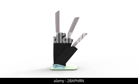 3D-Rendering von Messerstandsküche Utensil Ware Halter isoliert Stockfoto