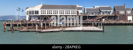 Pier 39 von Pier 41, San Francisco, Kalifornien, USA. Stockfoto