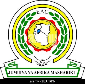 East African Community Emblem Vector Illustration auf weißem Hintergrund. Stock Vektor