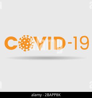 Abbildung: Abstrakte Orange Coronavirus Ikone mit Covid-19-Text Stock Vektor
