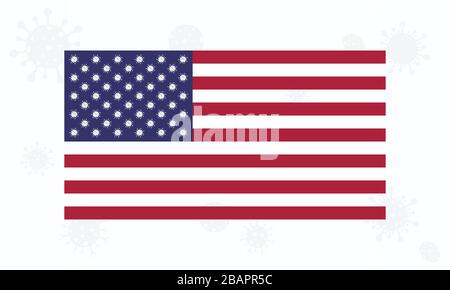Coronavirus Disease (COVID-19) American Flag Social Awareness Vector Illustration. 2019-nCov/2019 Roman Corona Virus Awareness Flag Design Vector Te Stock Vektor