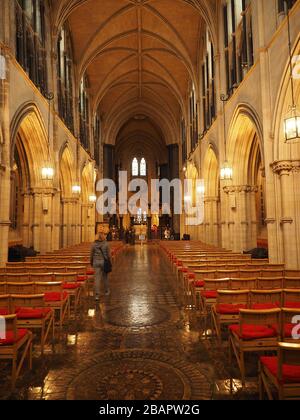 Innenräume der Christ-Church-Kathedrale oder, was noch eher der Fall ist, der Kathedrale der Heiligen Dreifaltigkeit in Dublin, Irland, Republik Irland Stockfoto