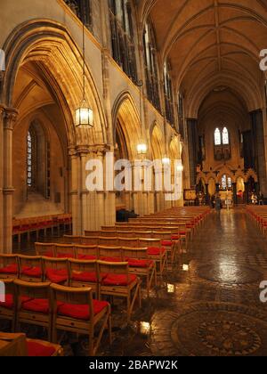 Innenräume der Christ-Church-Kathedrale oder, was noch eher der Fall ist, der Kathedrale der Heiligen Dreifaltigkeit in Dublin, Irland, Republik Irland Stockfoto