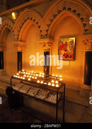 Innenräume der Christ-Church-Kathedrale oder, was noch eher der Fall ist, der Kathedrale der Heiligen Dreifaltigkeit in Dublin, Irland, Republik Irland Stockfoto