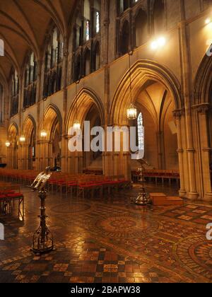 Innenräume der Christ-Church-Kathedrale oder, was noch eher der Fall ist, der Kathedrale der Heiligen Dreifaltigkeit in Dublin, Irland, Republik Irland Stockfoto