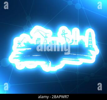 Cargo port relative Symbole gesetzt. Stockfoto