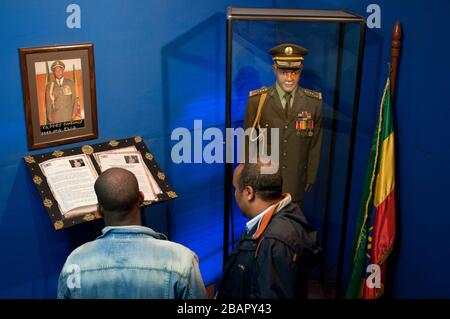 Nationalmuseum Äthiopiens in Addis Abeba. Das Nationalmuseum von Äthiopien. Darstellung in Wachs der letzten Führer des Landes. Der Nationale Su Stockfoto