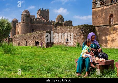 Royal Enclosure und Fasilidas Palace Gondar Ethiopia. Andere Namen: Kaiserpalast und schloss gondar Stockfoto