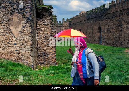 Royal Enclosure und Fasilidas Palace Gondar Ethiopia. Andere Namen: Kaiserpalast und schloss gondar Stockfoto