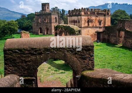 Royal Enclosure und Fasilidas Palace Gondar Ethiopia. Andere Namen: Kaiserpalast und schloss gondar Stockfoto