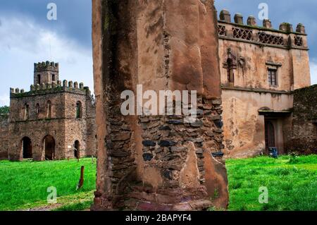 Royal Enclosure und Fasilidas Palace Gondar Ethiopia. Andere Namen: Kaiserpalast und schloss gondar Stockfoto