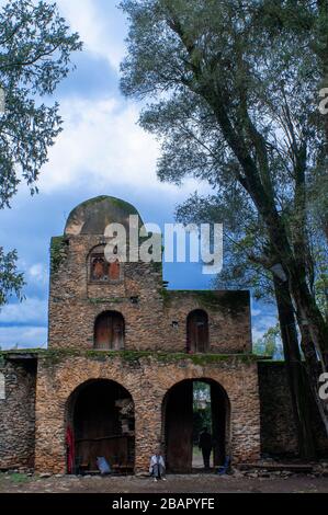 Debre Berhan Selassie Kirche oder Trinity and Mountain Light in Gondar, Amhara-Region, Äthiopien Stockfoto