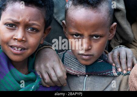 Lokale Dorfbewohner im Simien Mountains National Park, Amhara Region, Äthiopien Stockfoto