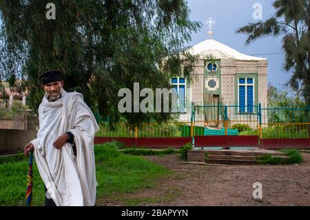 Bundeskapelle der äthiopisch-orthodoxen Kirche in Aksum, Axum, Tigray, Äthiopien. Kathedrale St. Maria von Zion und Ark. Stockfoto