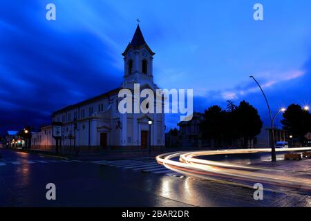 Außenansicht der Kirche Maria Auxiliadora, Stadt Puerto Natales, Patagonien, Chile, Südamerika Stockfoto