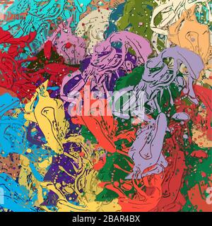 Abstrakter Hintergrund verschwommene Textur von Formen farbiger Linien und Farbflecken. Stock Vektor