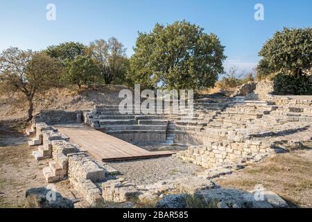 Odeon in der antiken Stadt Troja in der Türkei. Stockfoto