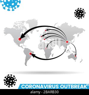 Abbildung: Coronavirus Outbreak Grey World Map Stock Vektor