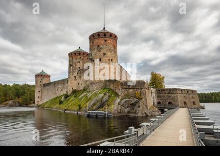 Das mittelalterliche Schloss Olavinlinna in Savonlinna, Finnland Stockfoto