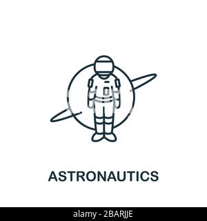 Symbol für die Raumfahrt aus der Sammlung der Wissenschaft. Simple Line Element Astronautics Symbol für Vorlagen, Webdesign und Infografiken Stockfoto