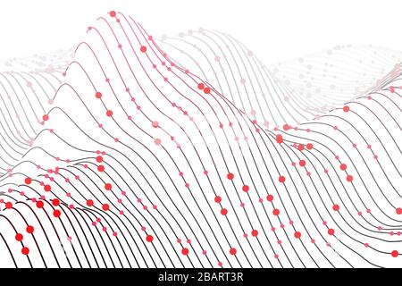 Digitale Karte mit Kreisen auf weißem Hintergrund. Visualisierung von Schallwellen. Stock Vektor