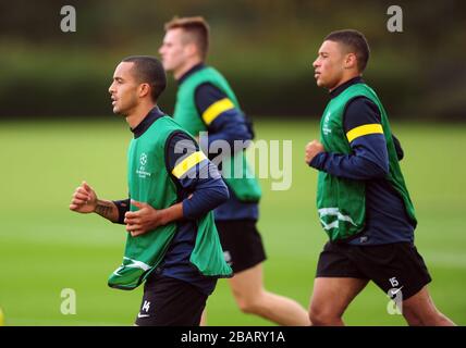 Arsenals Theo Walcott und Alex Oxlade-Chamberlain während des Trainings Stockfoto