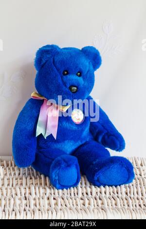 Der Bär clubby Ty Beanie Babies Buddies Teddybär weichen Kuscheltier sitzen auf Weidenkorb Stockfoto
