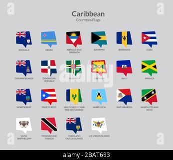 Länder in der Karibik zeigen die Sammlung von Symbolen an Stock Vektor