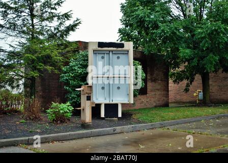 Drive-Thru-Menü Leserboard und Lautsprecher für ein außer-Business-fast-Food-Restaurant Stockfoto