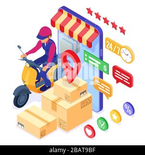 Online Bestellung Paket Lieferservice Stock Vektor