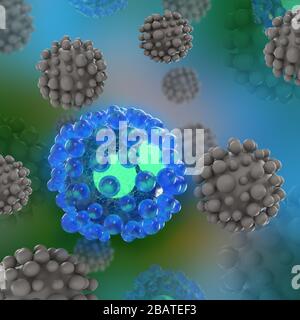 Abstract Sciense 3d Corona Virus Ausbruch Illustration Stockfoto