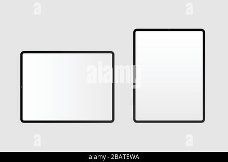 Realistischer moderner Black Tablet Mockup, moderner Tablet Blanko-Bildschirm, Flat-Style-Vector-Tablet-Computer Stock Vektor
