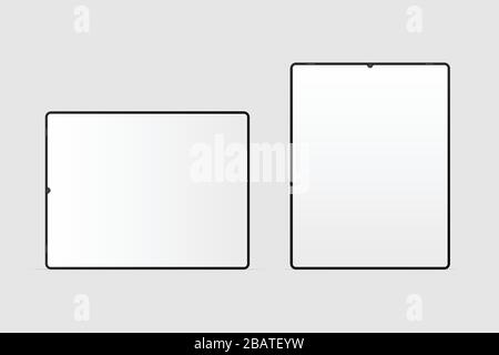 Realistischer moderner Black Tablet Mockup, moderner Tablet Blanko-Bildschirm, Flat-Style-Vector-Tablet-Computer Stock Vektor