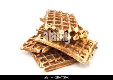 Mit belgischen Waffeln auf weißem Hintergrund Stockfoto