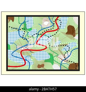 Eine detailreiche, grunge Schatzkarte mit viel Dekorationshand und unglaublichen Details. Stock Vektor