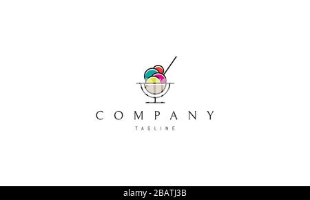 Vektor-Farblogo, auf dem ein abstraktes Bild von Eiscreme abgebildet ist. Stock Vektor