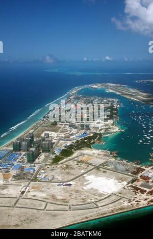 Luftbild Hulhumale Malediven Stockfoto