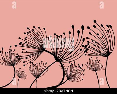 Löwenzahn-Abbildung. Heller Hintergrund. Frühlingsblüte. Blumenmuster. Hintergrund der Vektorgrafiken. Löwenzahn im abstrakten Stil Stock Vektor