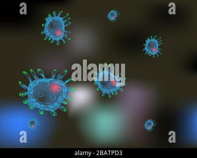 Abstraktes Vintage-Muster auf hellem Hintergrund. Grunge Hintergrund. Coronavirus, Corona-Virus-Konzept. Pandemierisiko. Vintage-Design. Grippepandemie Stock Vektor