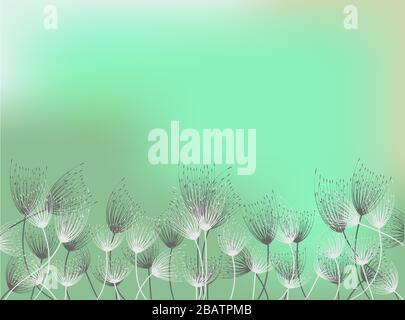 Löwenzahn-Abbildung. Heller Hintergrund. Frühlingsblüte. Blumenmuster. Hintergrund der Vektorgrafiken. Löwenzahn im abstrakten Stil Stock Vektor