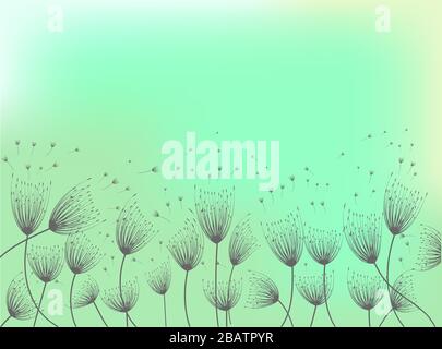 Löwenzahn-Abbildung. Heller Hintergrund. Frühlingsblüte. Blumenmuster. Hintergrund der Vektorgrafiken. Löwenzahn im abstrakten Stil Stock Vektor