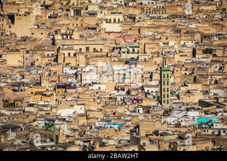 Blick auf Fes Medina, Fes, Marokko Stockfoto