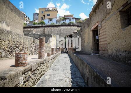 Eine leere Straße in Herculaneum (Ercolano) Italien Stockfoto